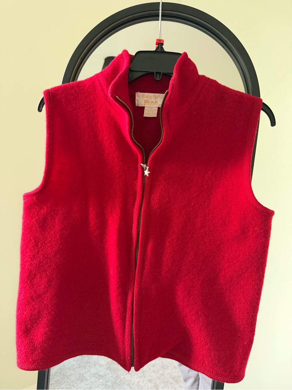 Vintage ‘ Tally Ho’ boiled wool vest.  Bright red